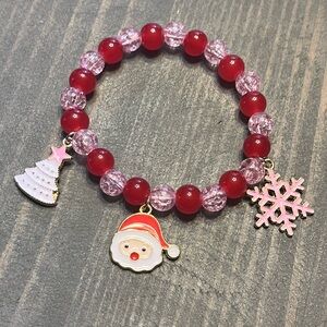 Hand Crafted Red and Pink Christmas Bracelet